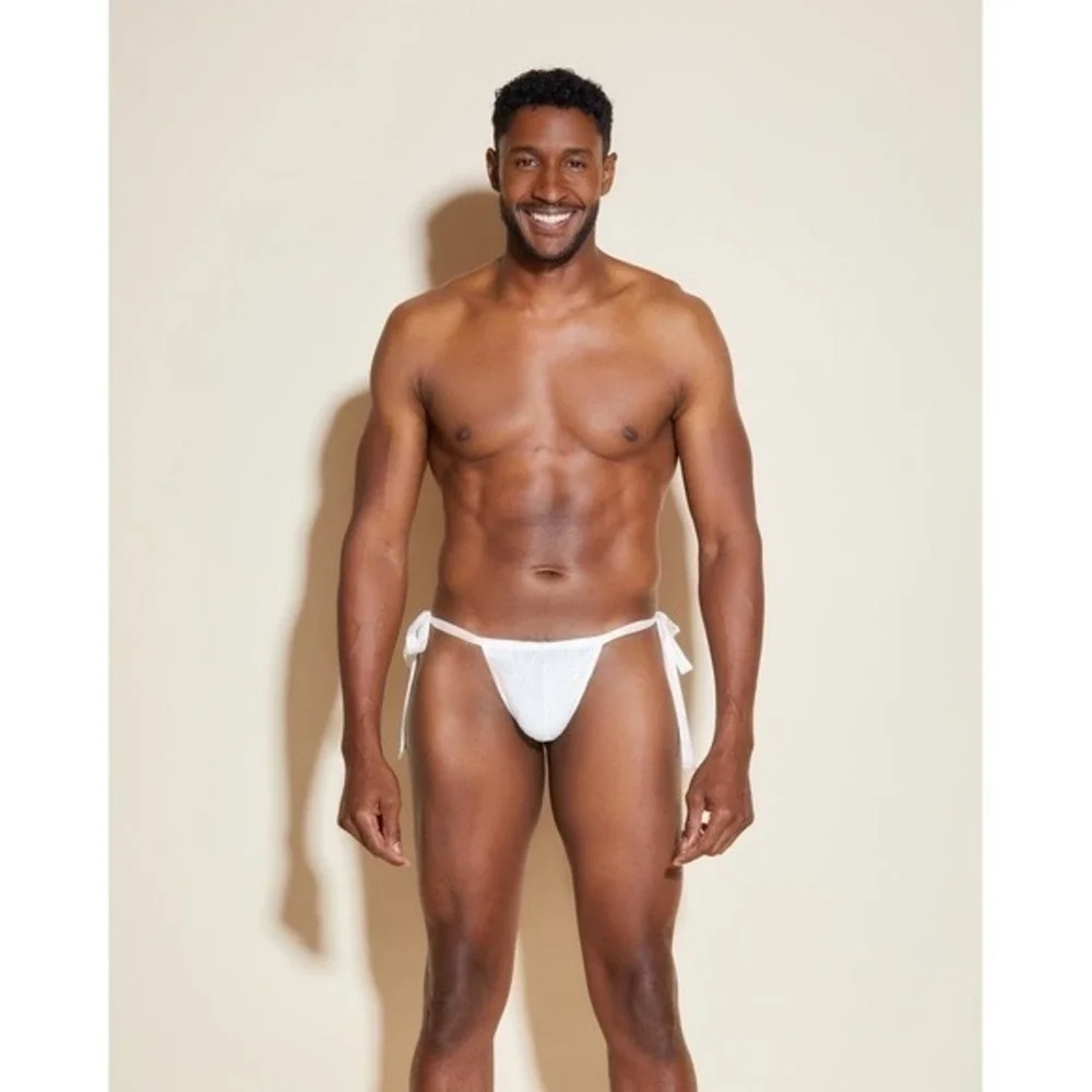 Cosabella Men's Italian Tie Thong Moon Ivory Never Say Never Lace Underwear NWT